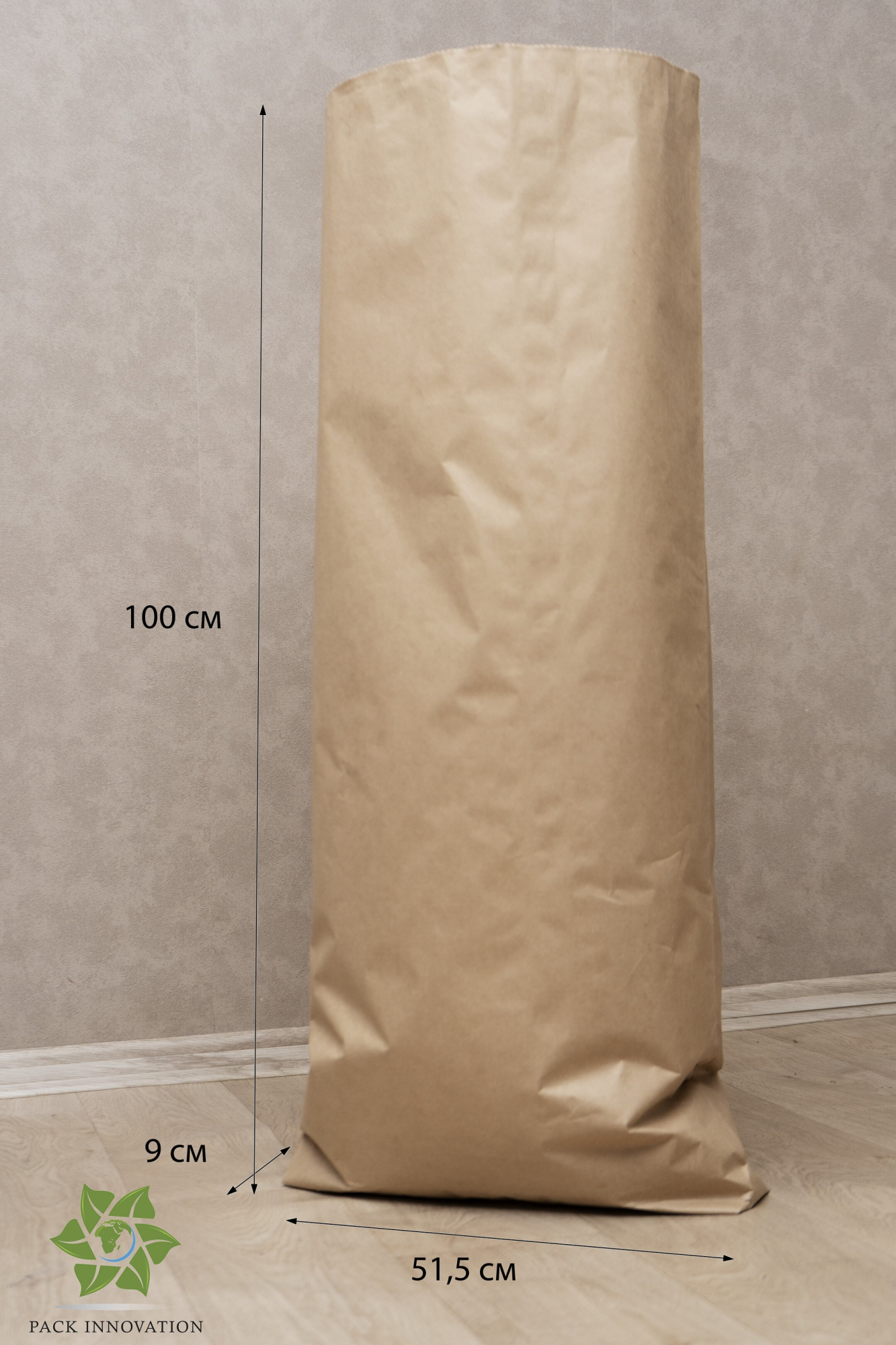 Крафт мешок бумажный трехслойный, с полиэтиленовым вкладышем, размер 100х51,5х9 см, 20 шт