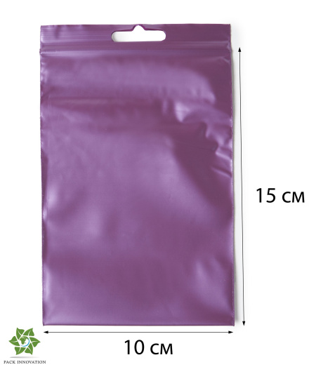 Пакет с замком Zip-Lock (Зип лок), 10х15 см, 60 мкм, с европодвесом, сверхпрочный, вишневый металлик, 10000 шт.